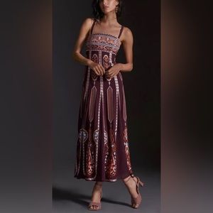 Anthropologie Embroidered Midi Dress BNWT 14